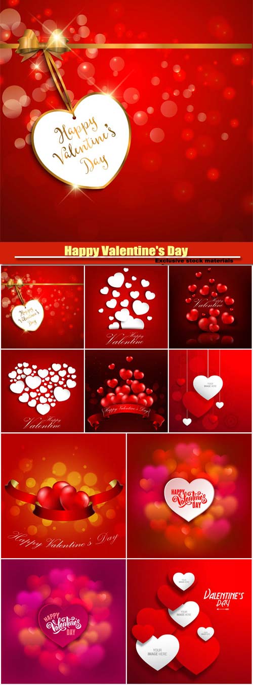 Happy Valentine's Day vector, hearts, romance, love #15