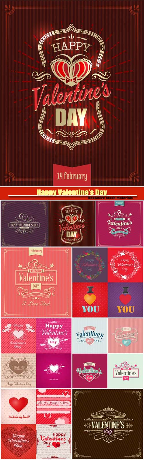 Happy Valentine's Day vector, hearts, romance, love #17