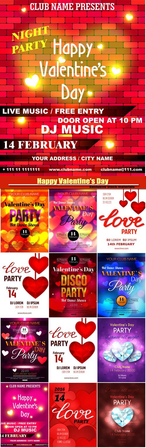 Happy Valentine's Day vector, hearts, romance, love #20
