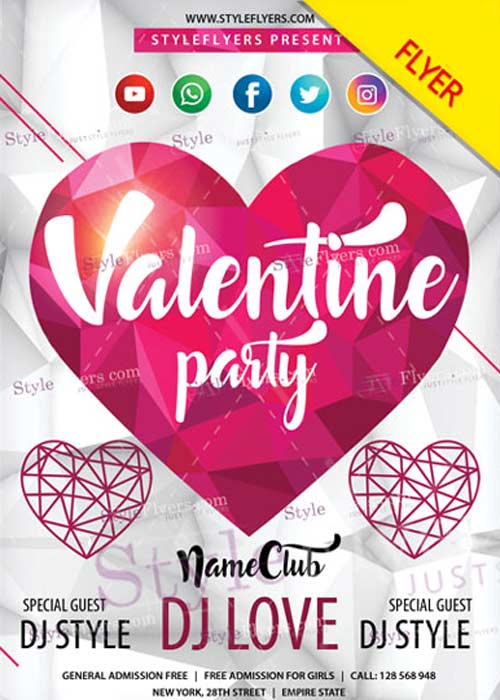 Valentine Party PSD V14 Flyer Template