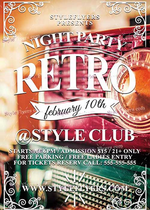 Retro Night Party PSD V8 Flyer Template