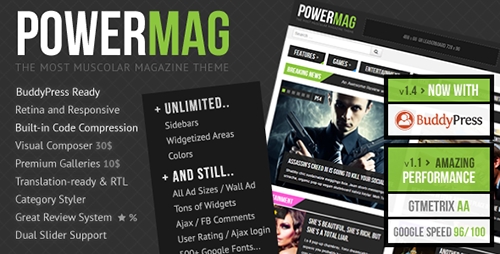 ThemeForest - PowerMag v2.0 - The Most Muscular Magazine/Reviews Theme - 4740939
