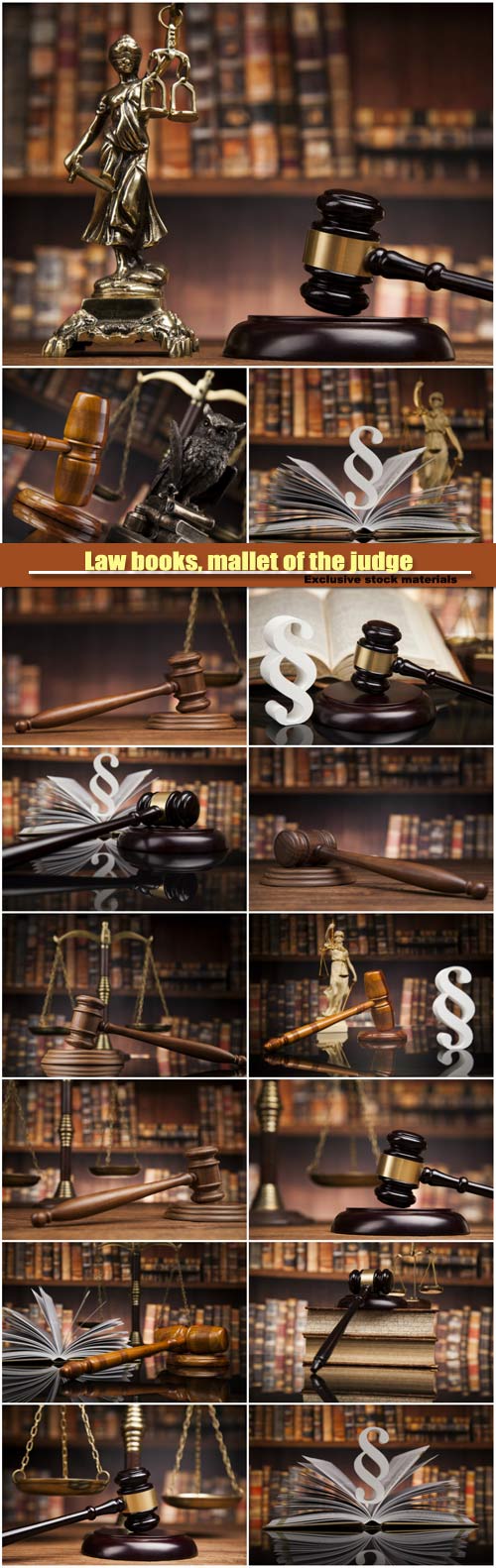 Law books, mallet of the judge, paragraph justice concept, law theme