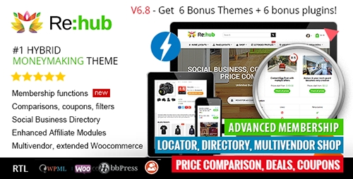 ThemeForest - REHub v6.8.5 - Price Comparison, Affiliate Marketing, Multi Vendor Store, Community Theme - 7646339