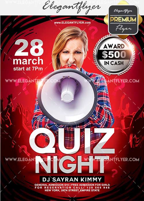 Quiz Night V7 Flyer PSD Template + Facebook Cover
