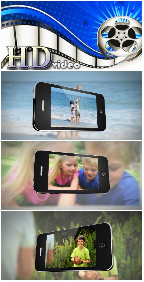 Video footage Smartphone displaying family outdoors in different locations