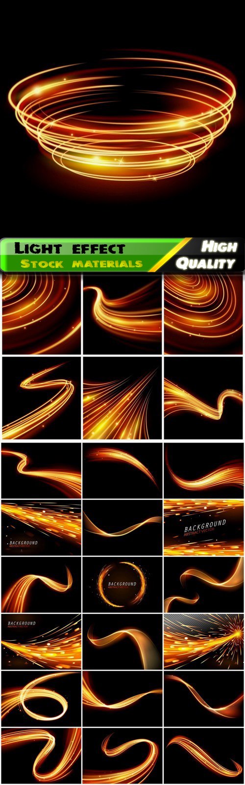 Magic glowing light effect and long trails fire motion 25 Eps