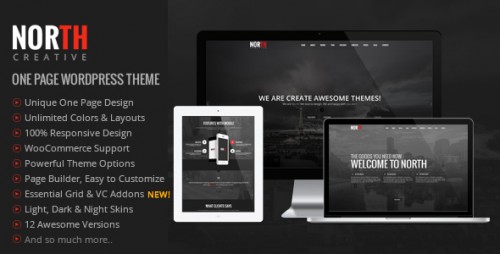 Download Nulled North v3.4.0 - One Page Parallax WordPress Theme product cover
