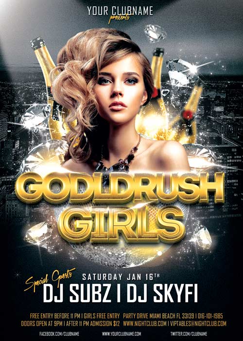 Goldrush Girls Club V10 Flyer Template