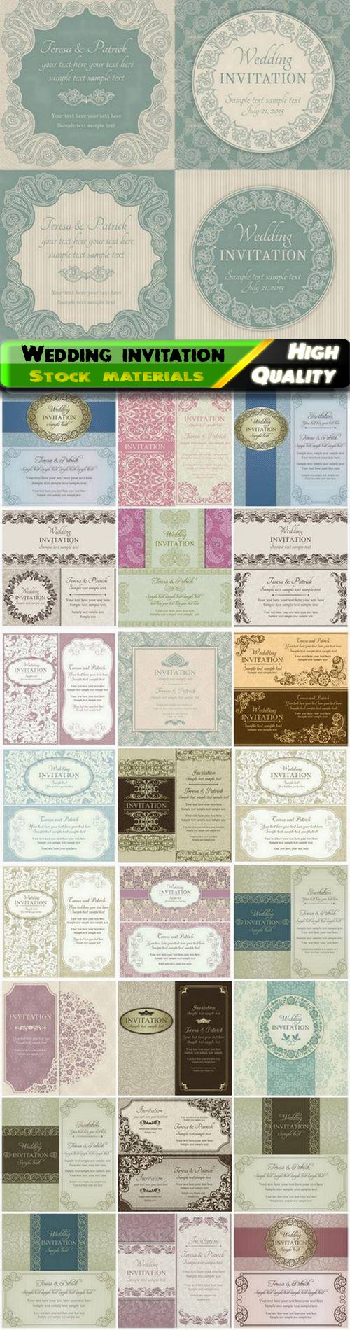 Greeting card and wedding invitation with floral vintage frames 25 Eps