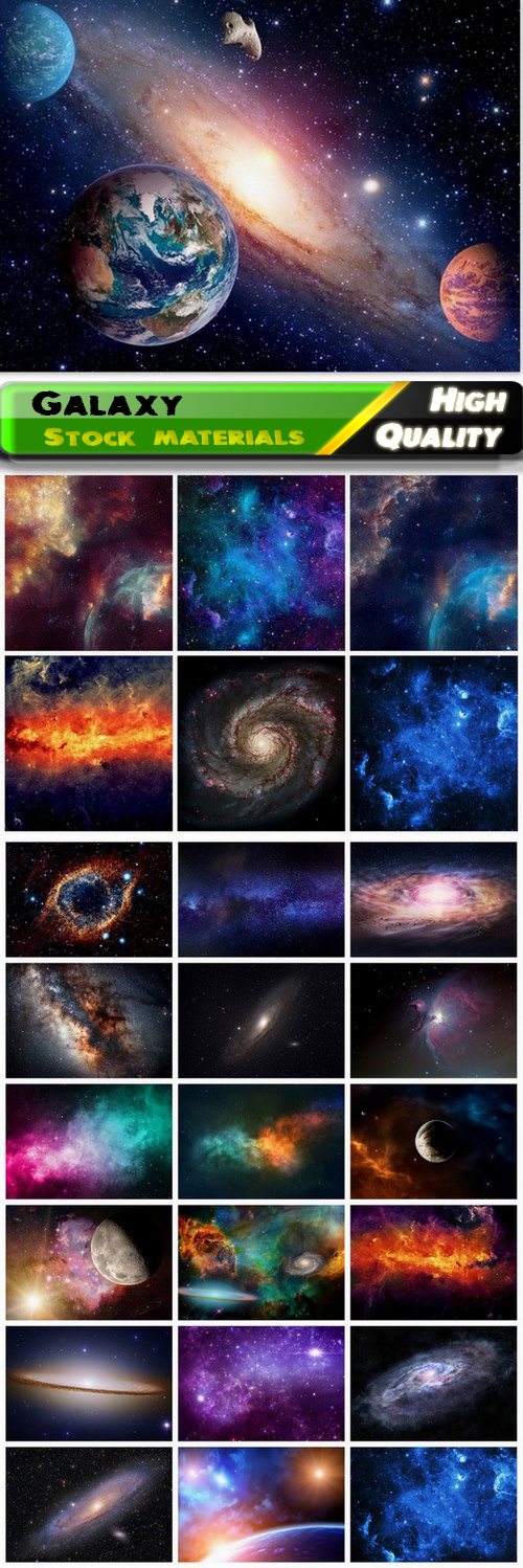 Universe with space galaxy with meteors and stars 25 HQ Jpg