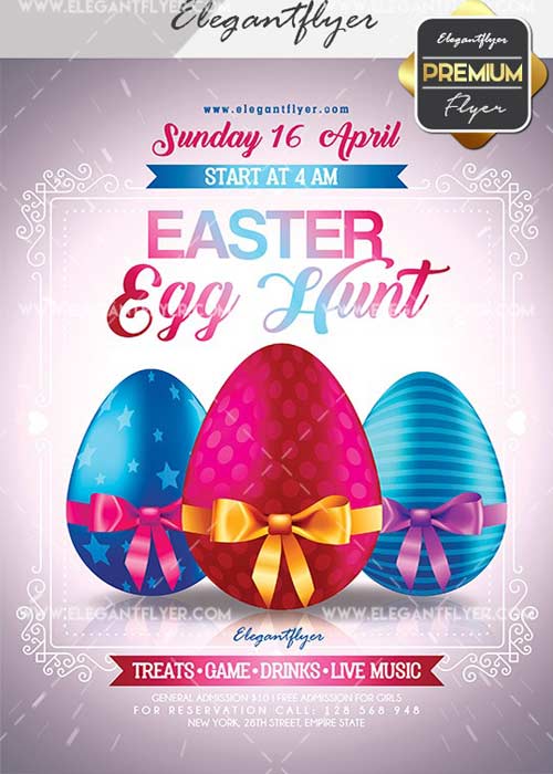 Easter Egg Hunt V18 Flyer PSD Template + Facebook Cover