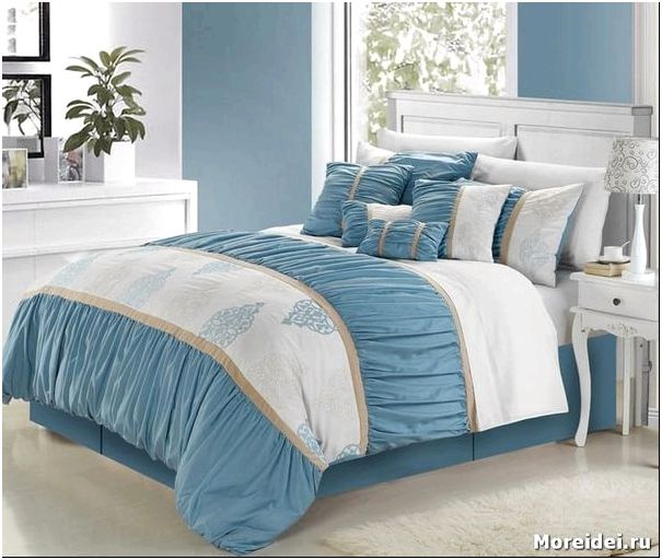 дизайн спальни голубые тона