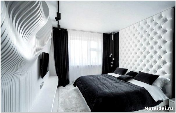 дизайн черно белой спальни