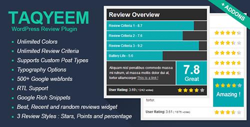 CodeCanyon - Taqyeem v2.2.3 - WordPress Review Plugin - 4558799