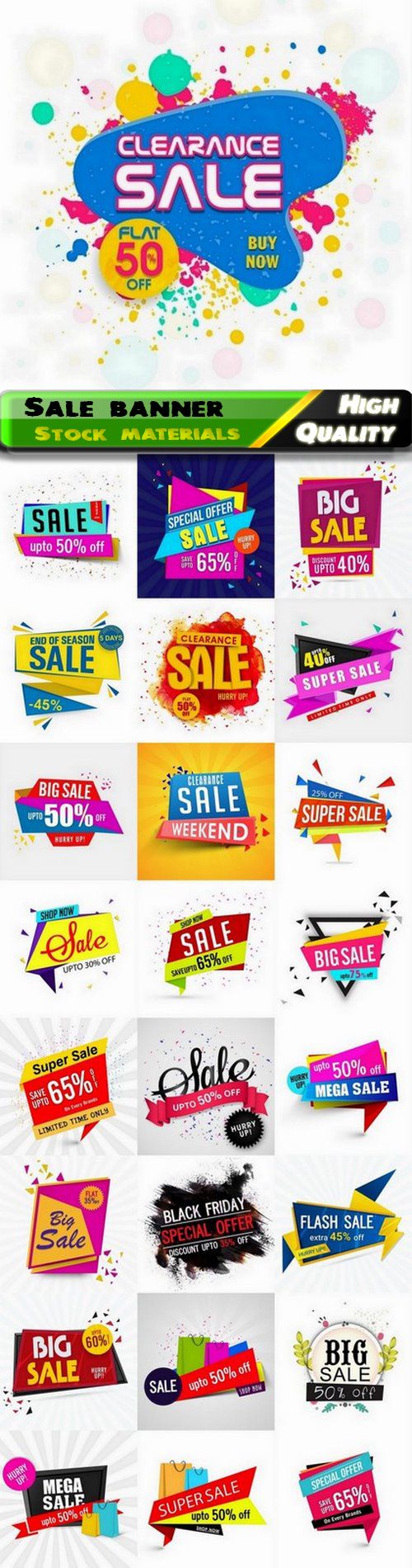 Creative abstract paper sale banner and discount cards 25 Eps