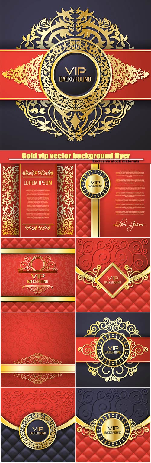 Gold vector background flyer, vip design template