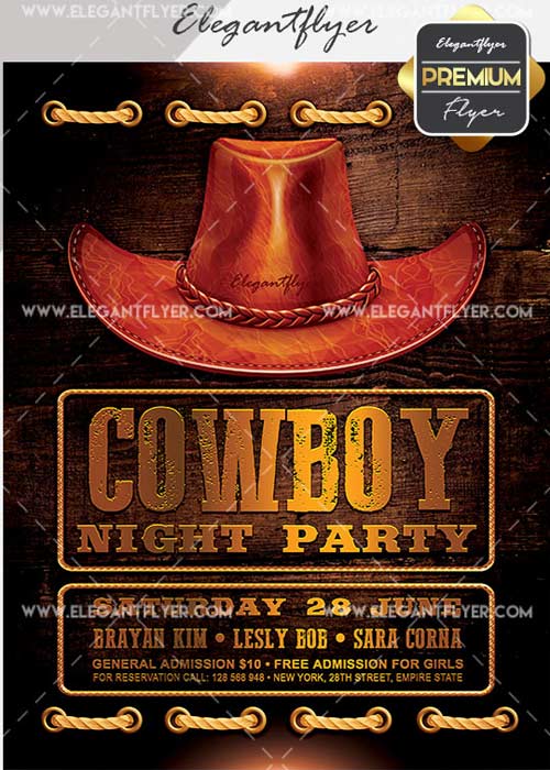 Cowboy Night Party V14 Flyer PSD Template + Facebook Cover