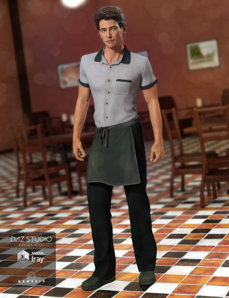 Restaurant Waiter Uniform for Genesis 3 Male(s)