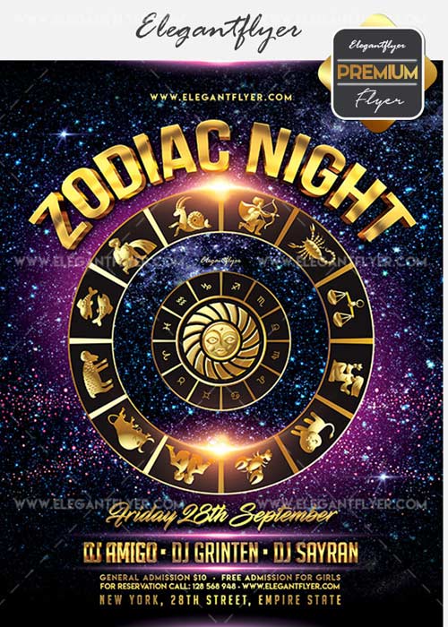 Zodiac Night V5 Flyer PSD Template + Facebook Cover