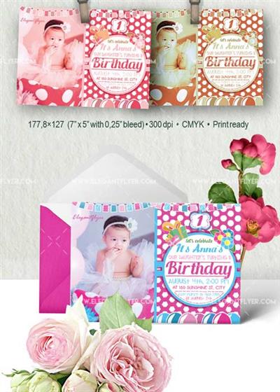Birthday Party Pink V10 Invitation PSD Template | 84,80 MB