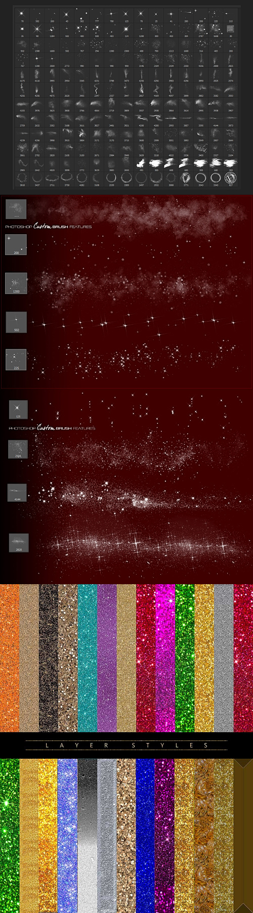 DAZ3D: Ron's Glitter (Photoshop Brushes, Photoshop Layerstyles & Glitter Backgrounds)