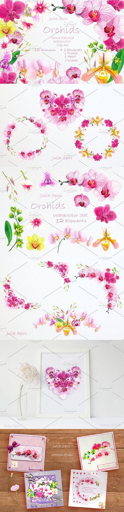 Orchids Watercolor Clip Art 772631