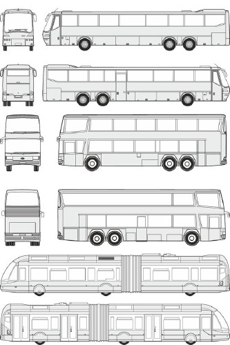 Автобусы  BOVA, DROEMGOELLER, IRISBUS - векторные отрисовки в масштабе