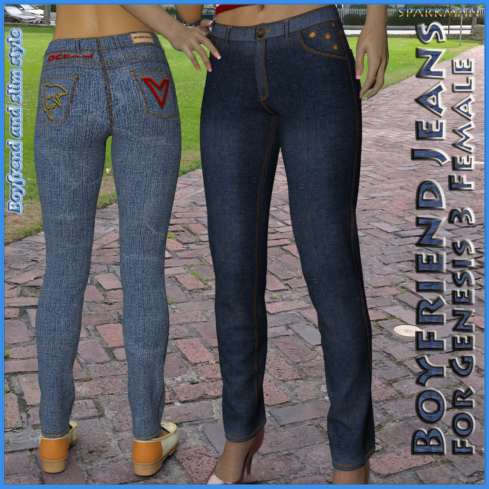 Boyfriend Jeans for Genesis 3 Female(s)