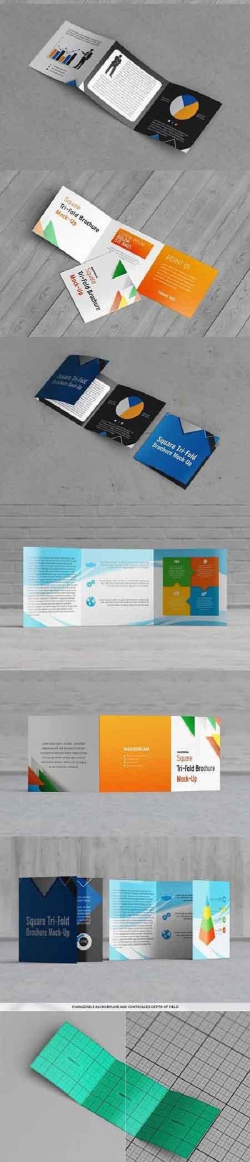 Square Tri-Fold Brochure Mock-Up 1815421