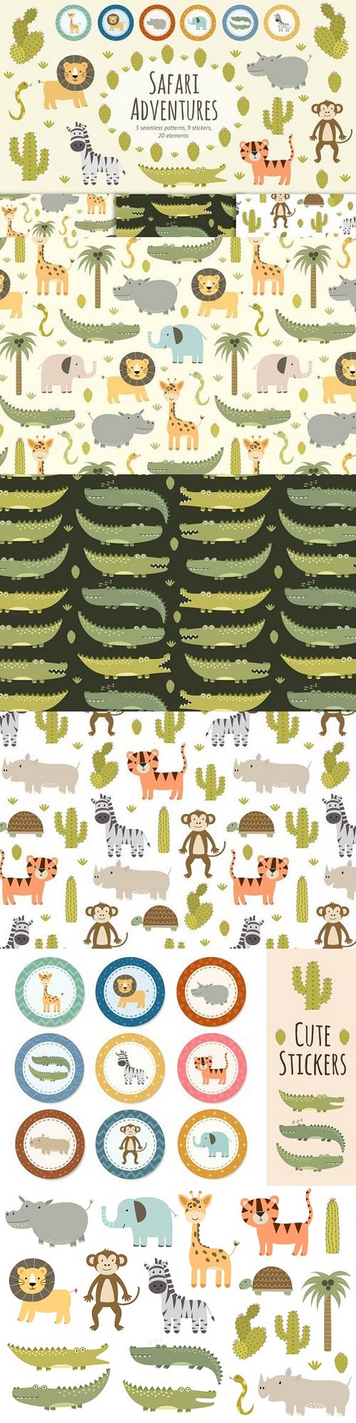 Safari animals: patterns & stickers 845529