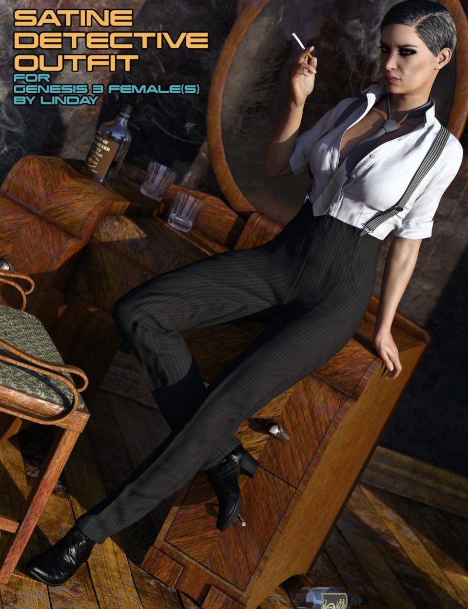 Satine Detective Outfit for Genesis 3 Female(s)