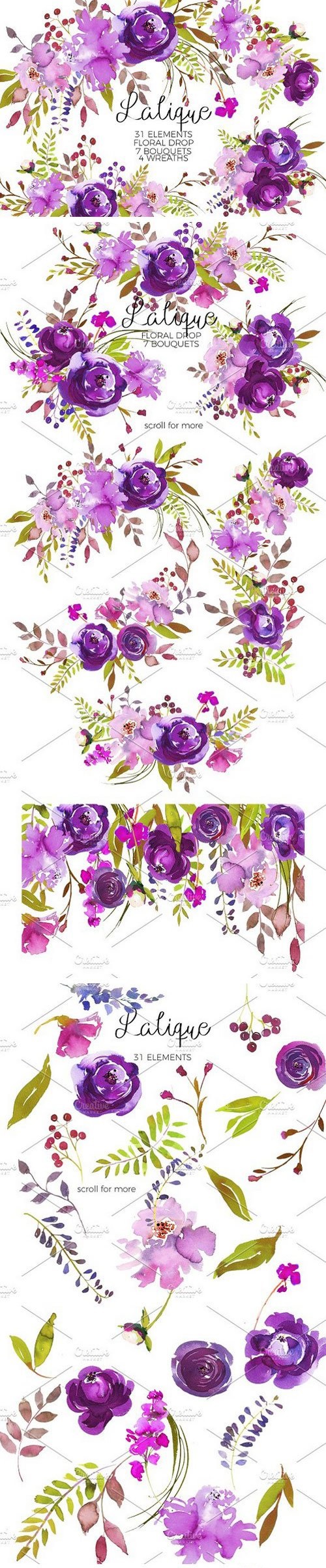 Violet Purple Watercolor Flowers 1215405