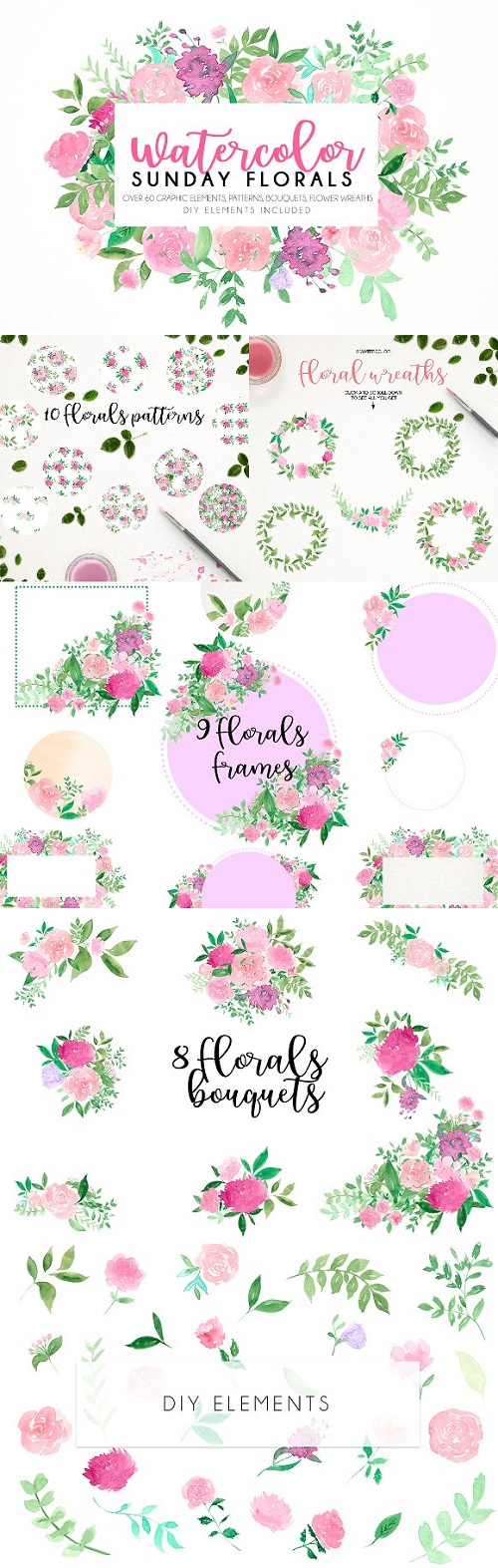 Watercolor Sunday florals - 1536419