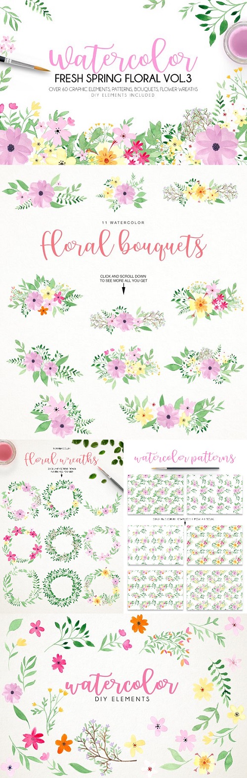 Watercolor fresh spring floral vol.3 - 1476803