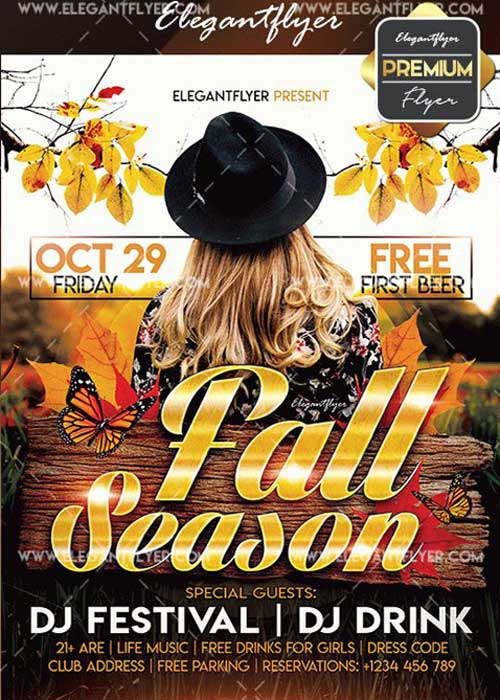 Fall Season V22 Flyer PSD Template + Facebook Cover
