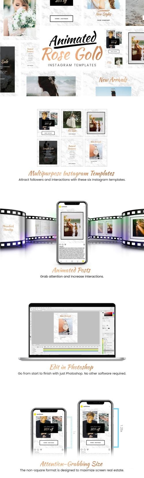 Animated Gold Instagram Templates - 1982947