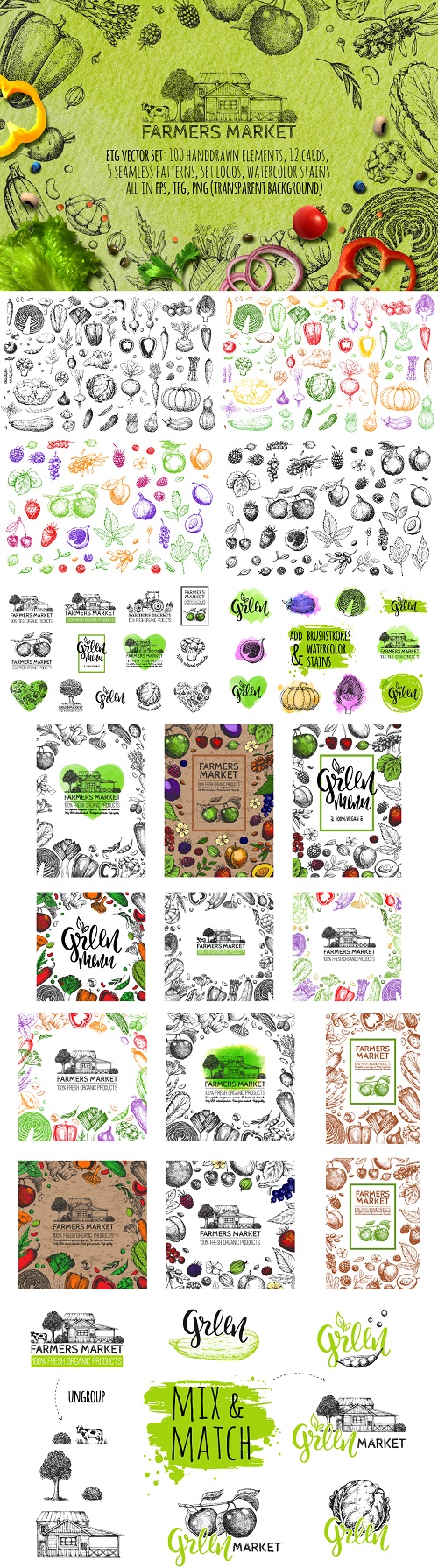 Hand Drawn Vegetables and Fruit 1934842