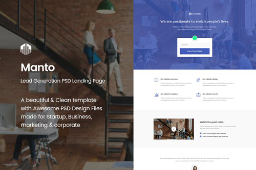 Manto - Lead Generation PSD Landing Page Template