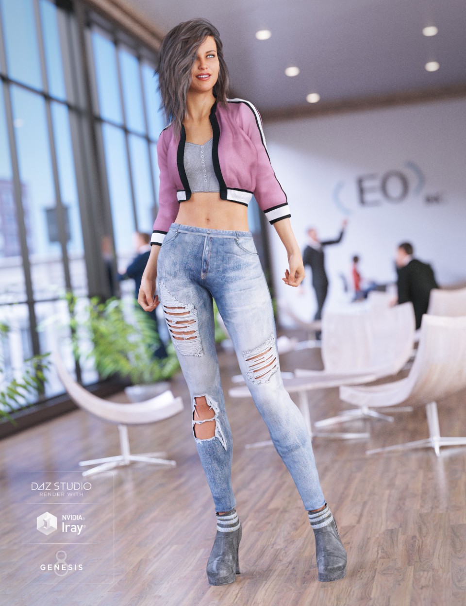 Crop Jacket Outfit for Genesis 8 Female(s) + Textures