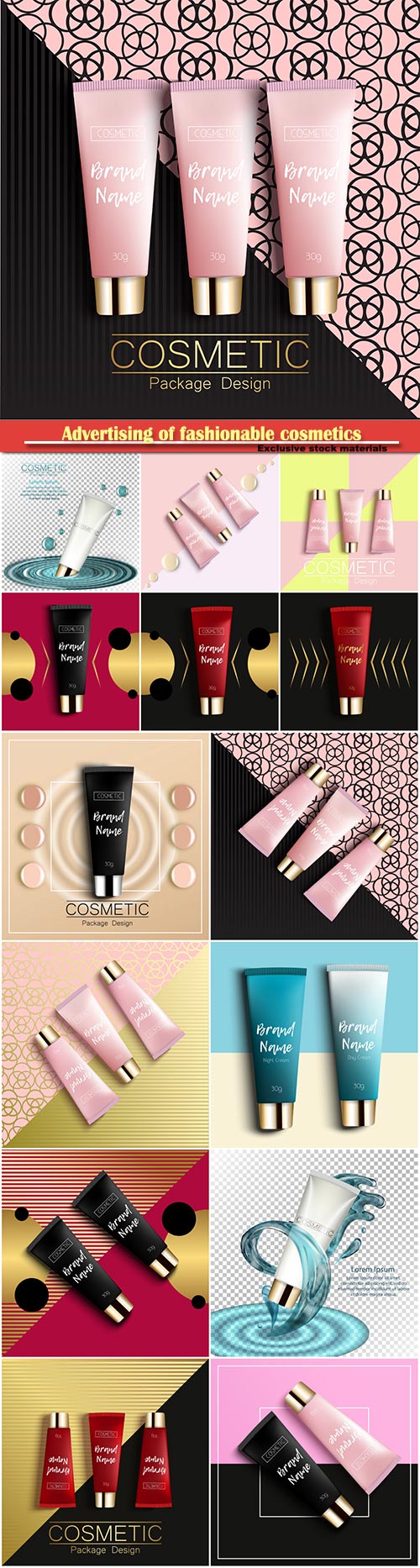 Advertising of fashionable cosmetics, realistic 3D template design cosmetic ...