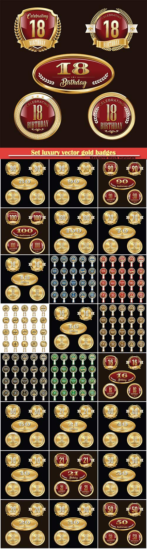 Set luxury vector gold badges