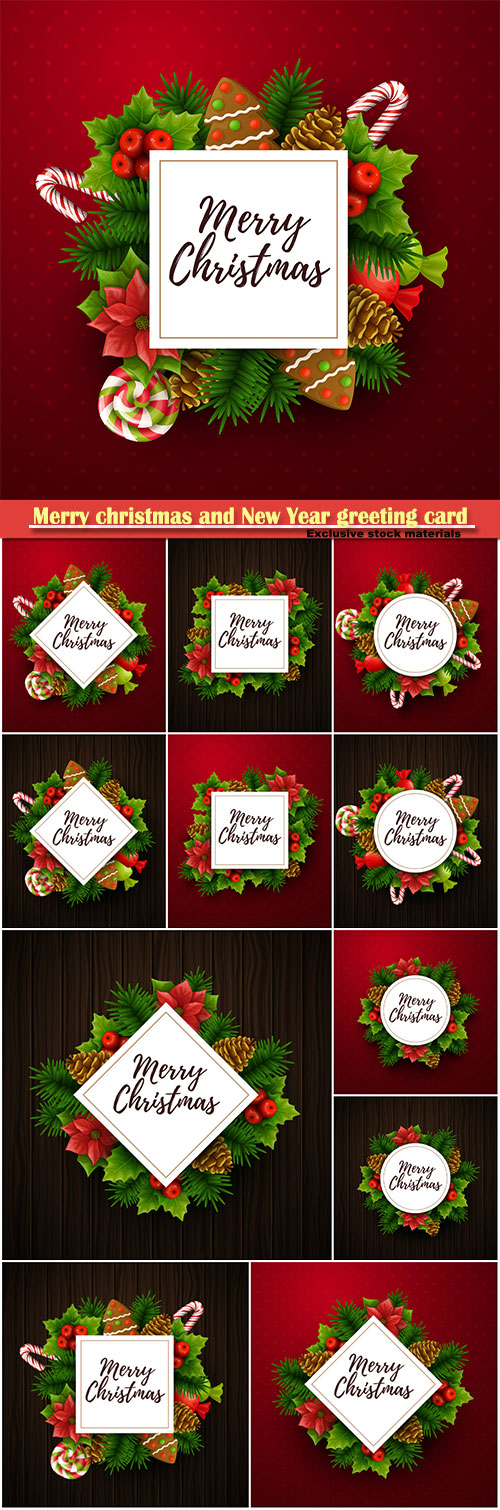 Merry christmas and New Year greeting card vector