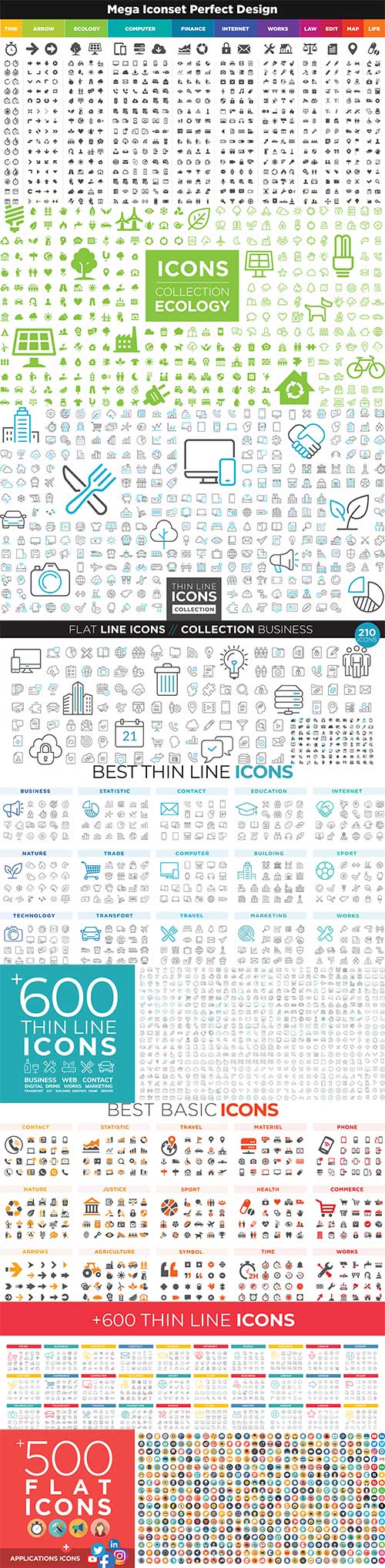 Line icons vector collection
