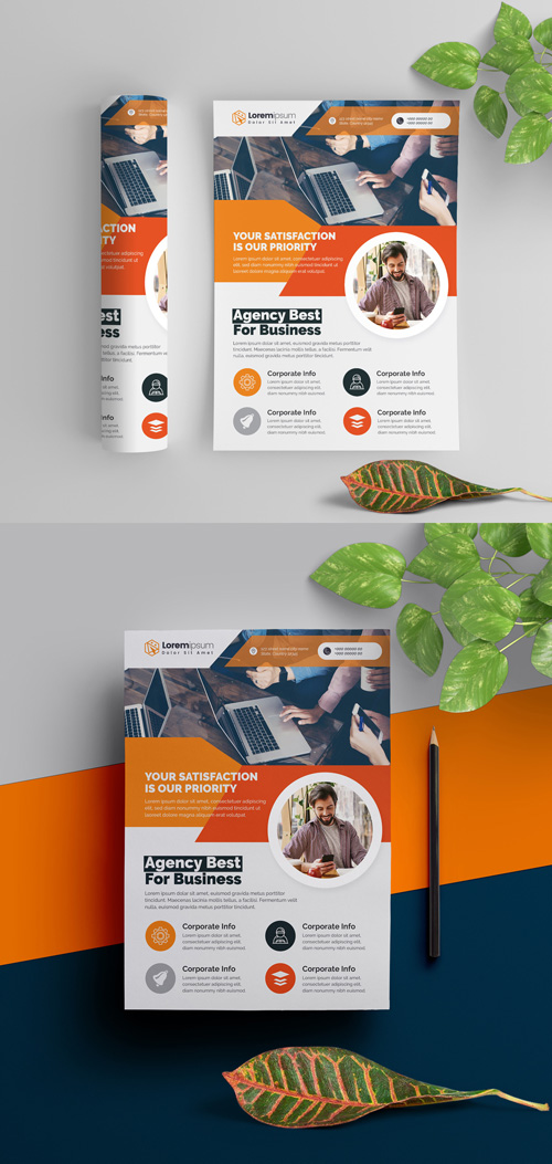 Corporate Flyer Layout with Orange Elements 290392269