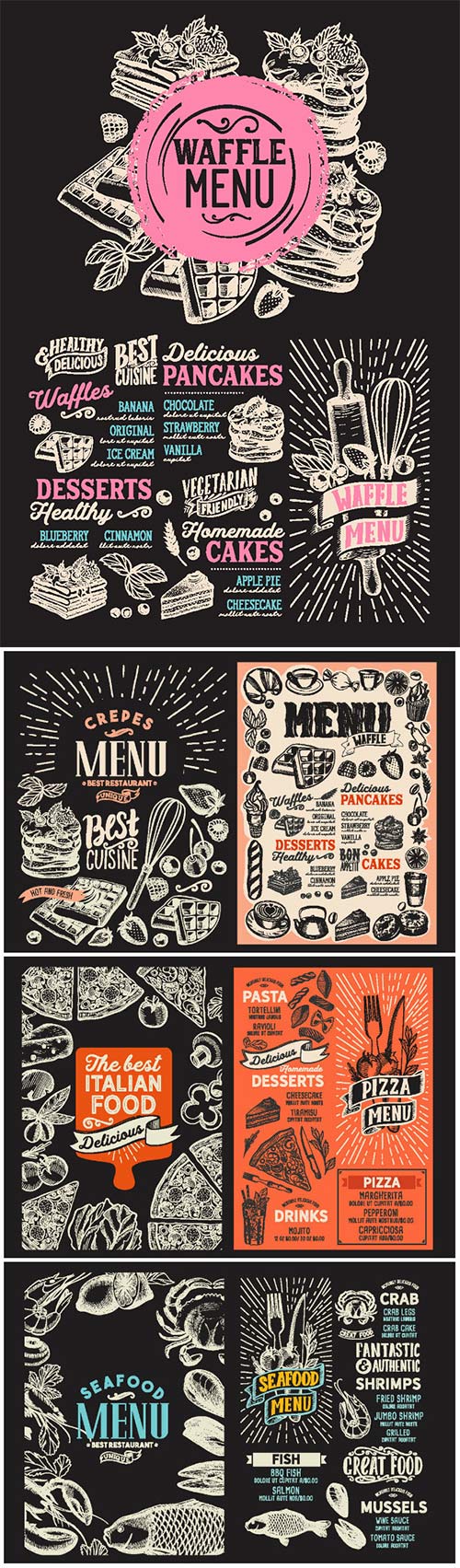 Menu food template for restaurant with doodle hand-drawn graphic # 3