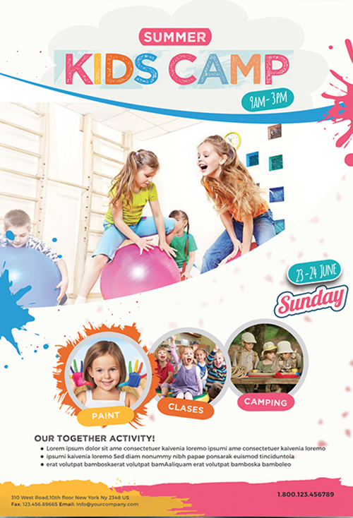 Kids Summer Camp PSD Flyer Template